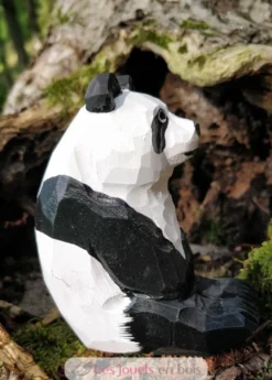 Figurine Panda en bois noir et blanc - Wudimals