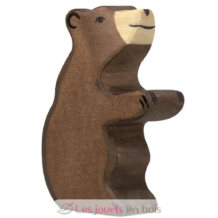 Figurine Petit ours brun, assis - Holztiger