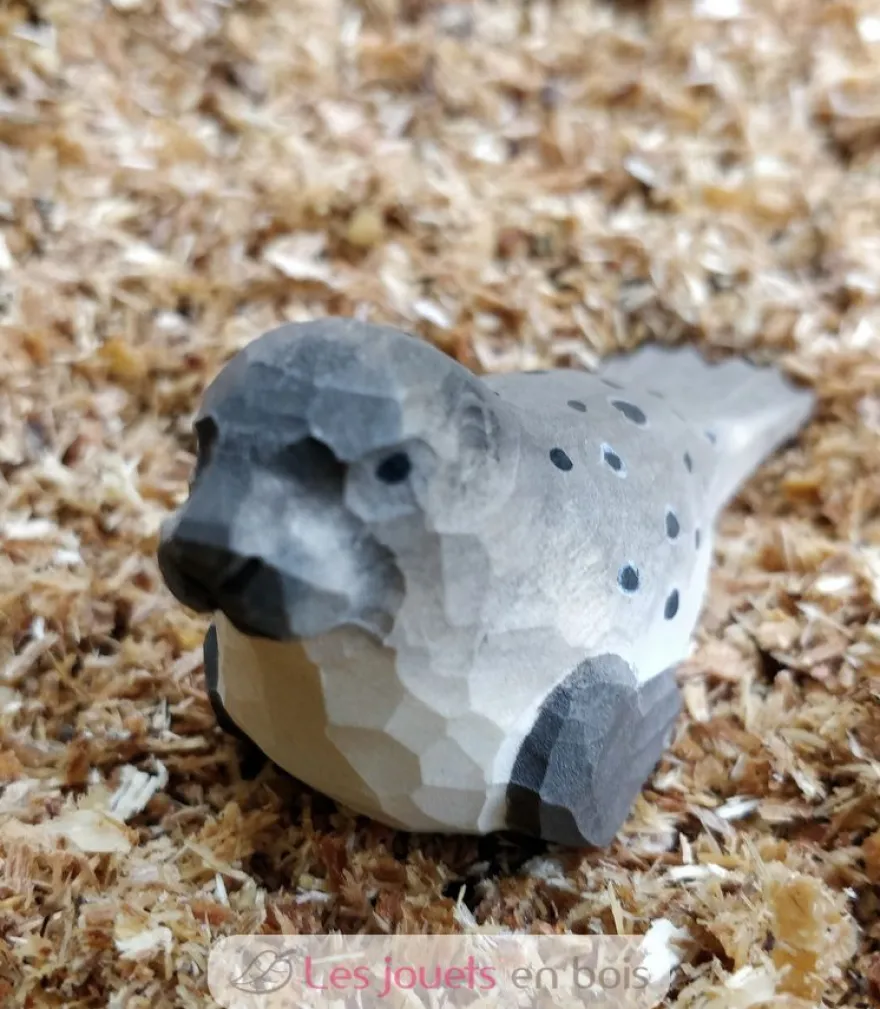 Figurine phoque commun en bois gris - Wudimals