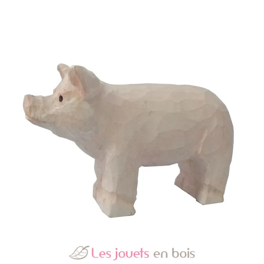 Figurine Porcelet en bois rose - Wudimals