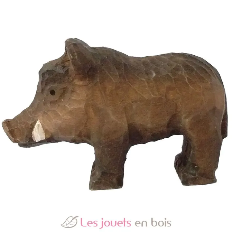Figurine sanglier en bois marron - Wudimals