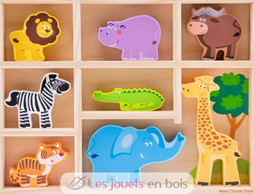 Figurines en bois Animaux Safari - New Classic Toys