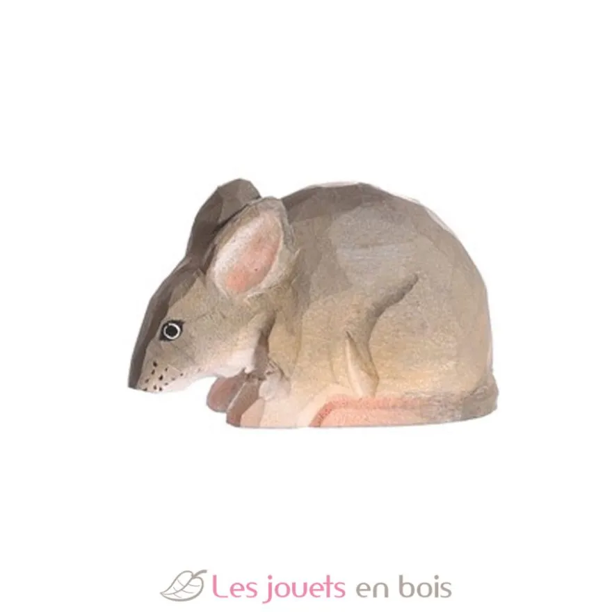 Figurine Souris en bois grise - Wudimals