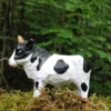 Figurine Taureau en bois noir et blanc - Wudimals