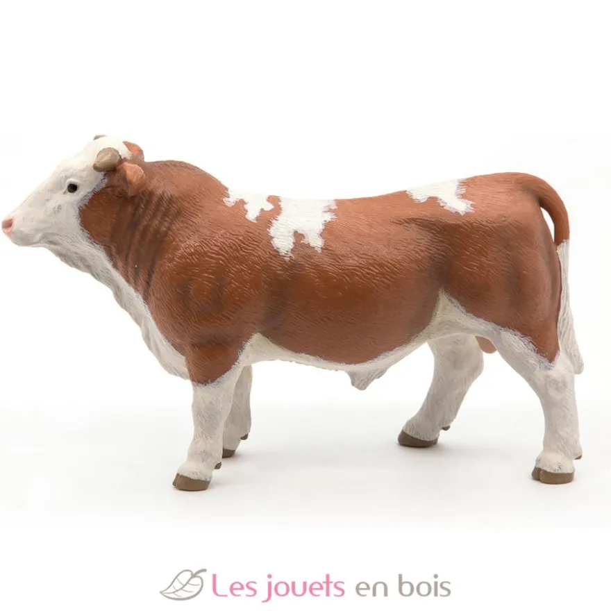 Figurine Taureau simmental marron et blanc Papo