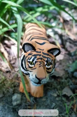 Figurine Tigre en bois, orange et noir - Wudimals