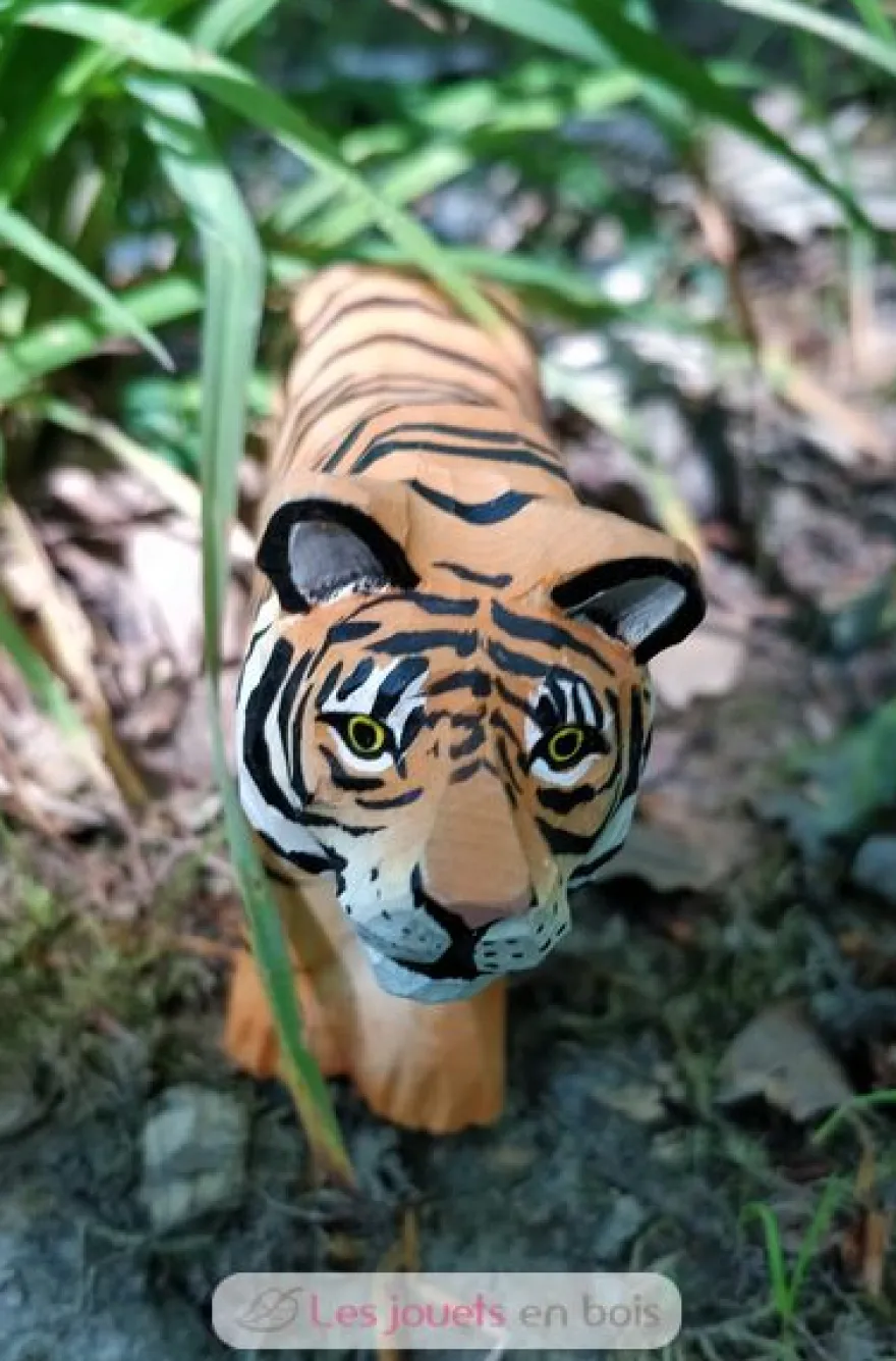 Figurine Tigre en bois, orange et noir - Wudimals