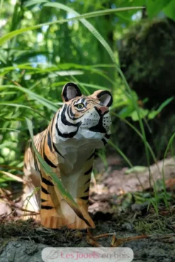 Figurine Tigre en bois, orange et noir - Wudimals