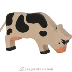 Figurine Vache broutant, noir - Holztiger