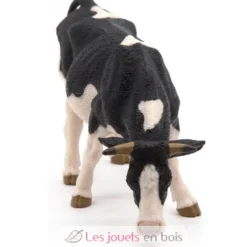 Figurine Vache noire et blanche broutant - Papo