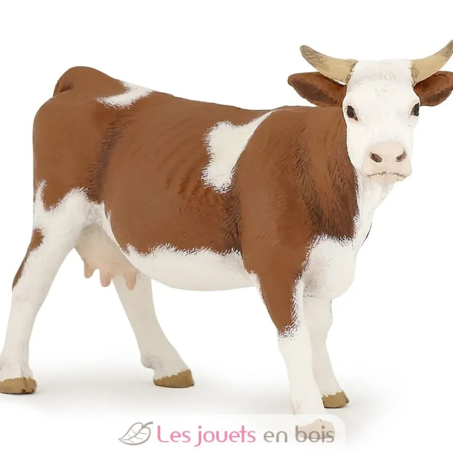 Figurine vache Simmental marron et blanc - Papo