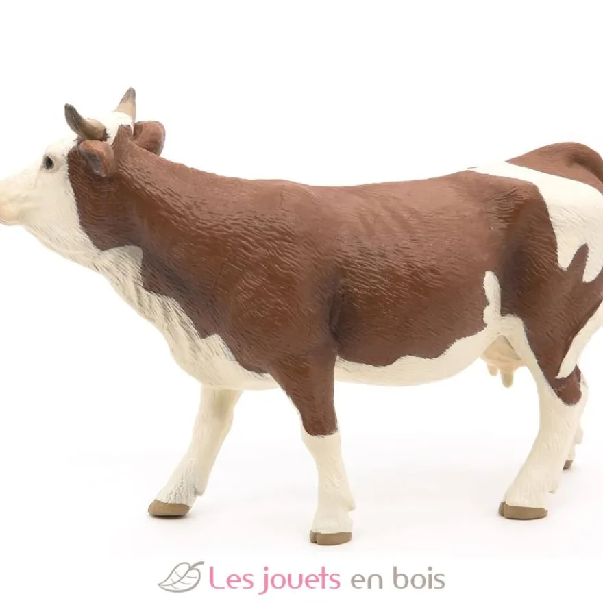 Figurine vache Simmental marron et blanc - Papo