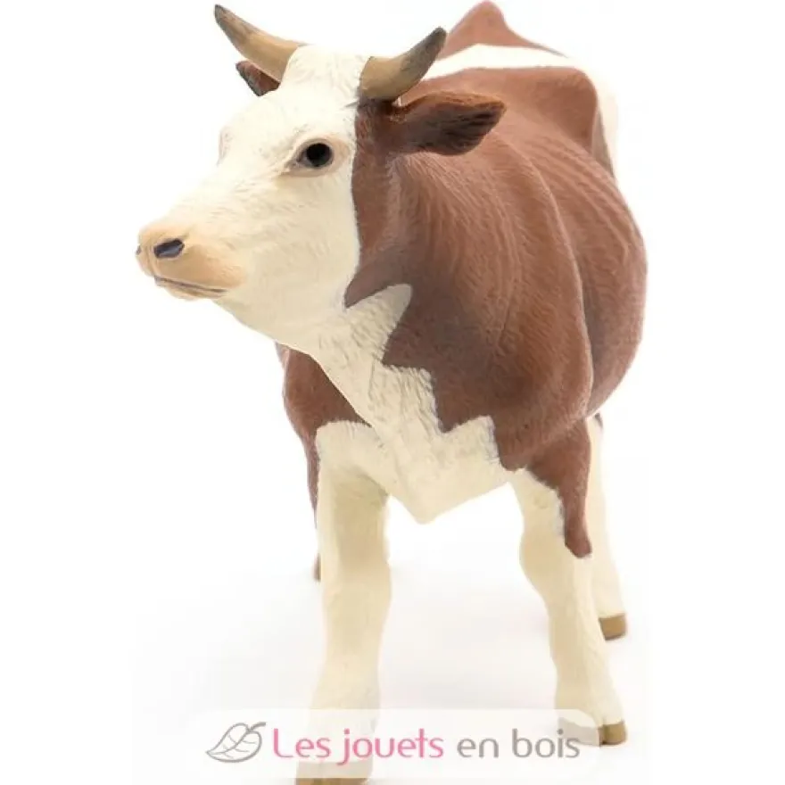 Figurine vache Simmental marron et blanc - Papo