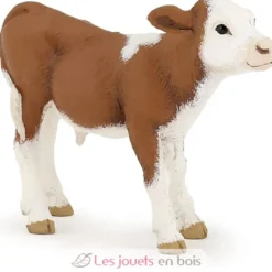 Figurine veau Simmental marron et blanc - Papo