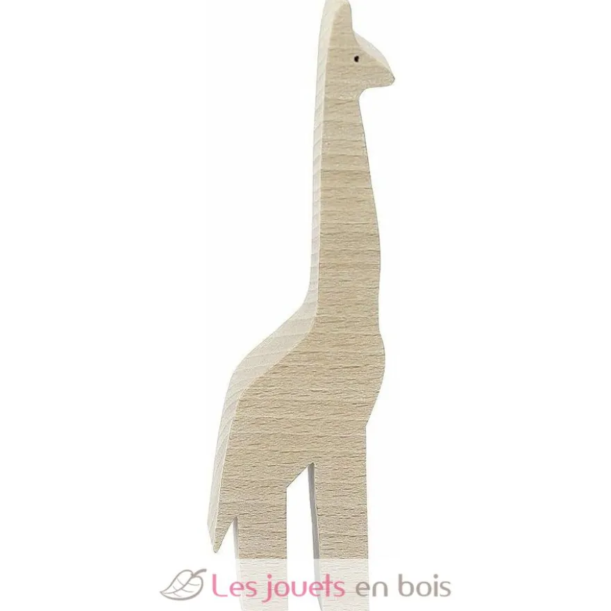 Girafe Pompon beige bois naturel Vilac