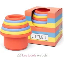 Gobelets gigognes en silicone rouge, bleu et jaune - Little L