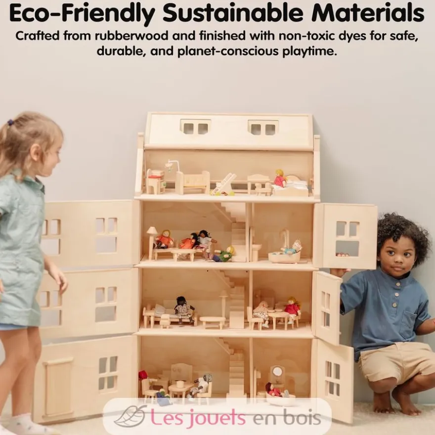 Grande maison de poupées Victorienne en bois sur 4 niveaux - Plan Toys