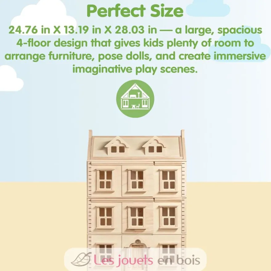 Grande maison de poupées Victorienne en bois sur 4 niveaux - Plan Toys