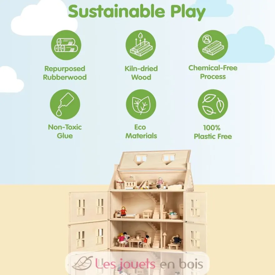Grande maison de poupées Victorienne en bois sur 4 niveaux - Plan Toys