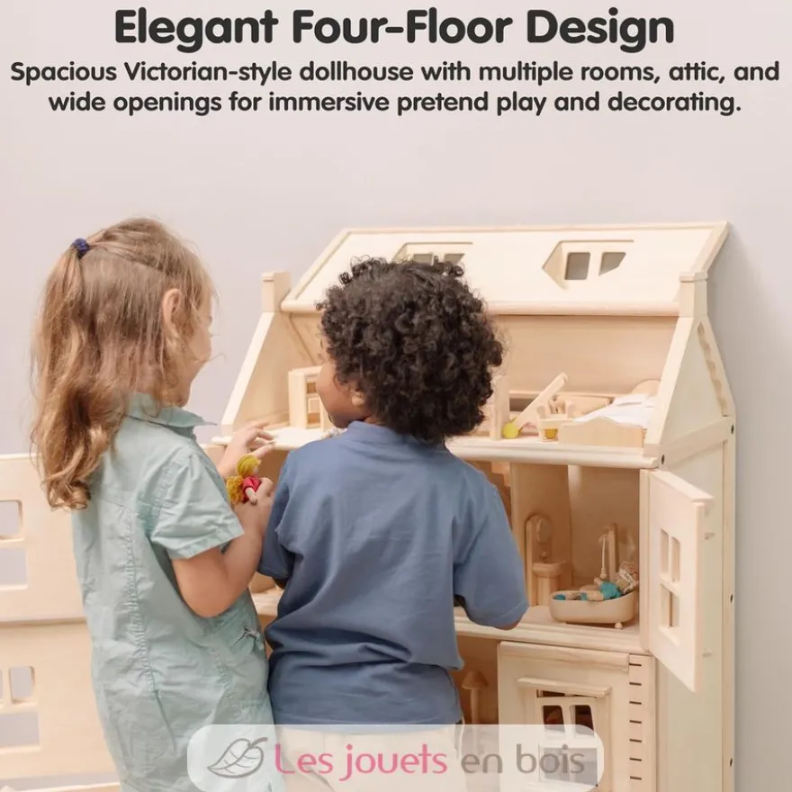 Grande maison de poupées Victorienne en bois sur 4 niveaux - Plan Toys