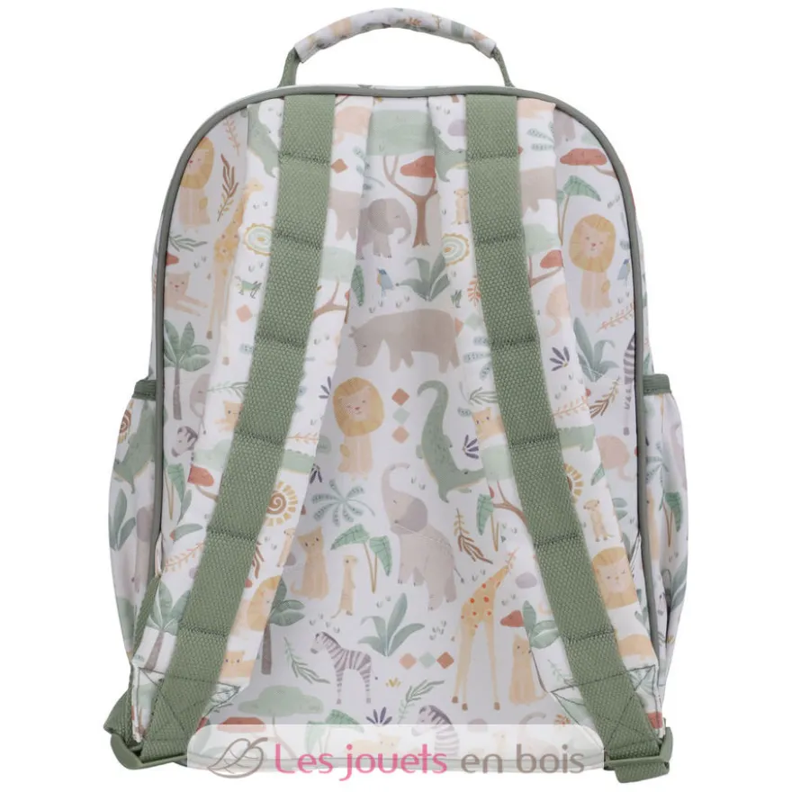 Grand sac à dos Safari Friends blanc à motifs - Little Dutch