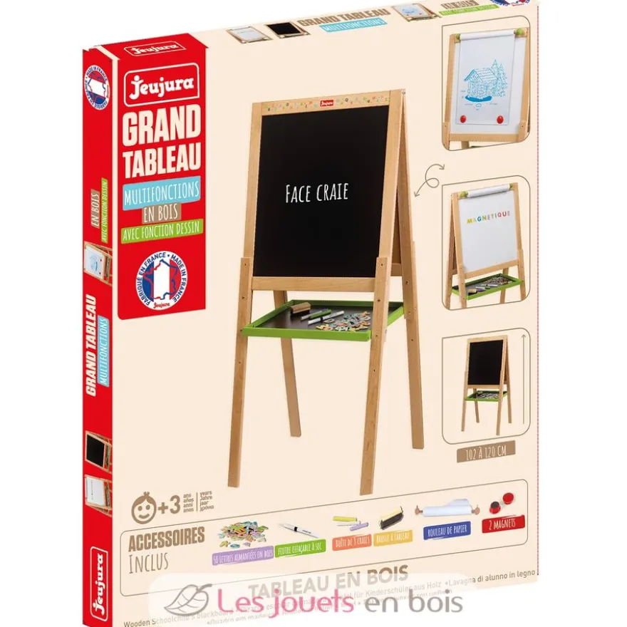 Grand tableau à dessin multifonctions en bois - Jeujura