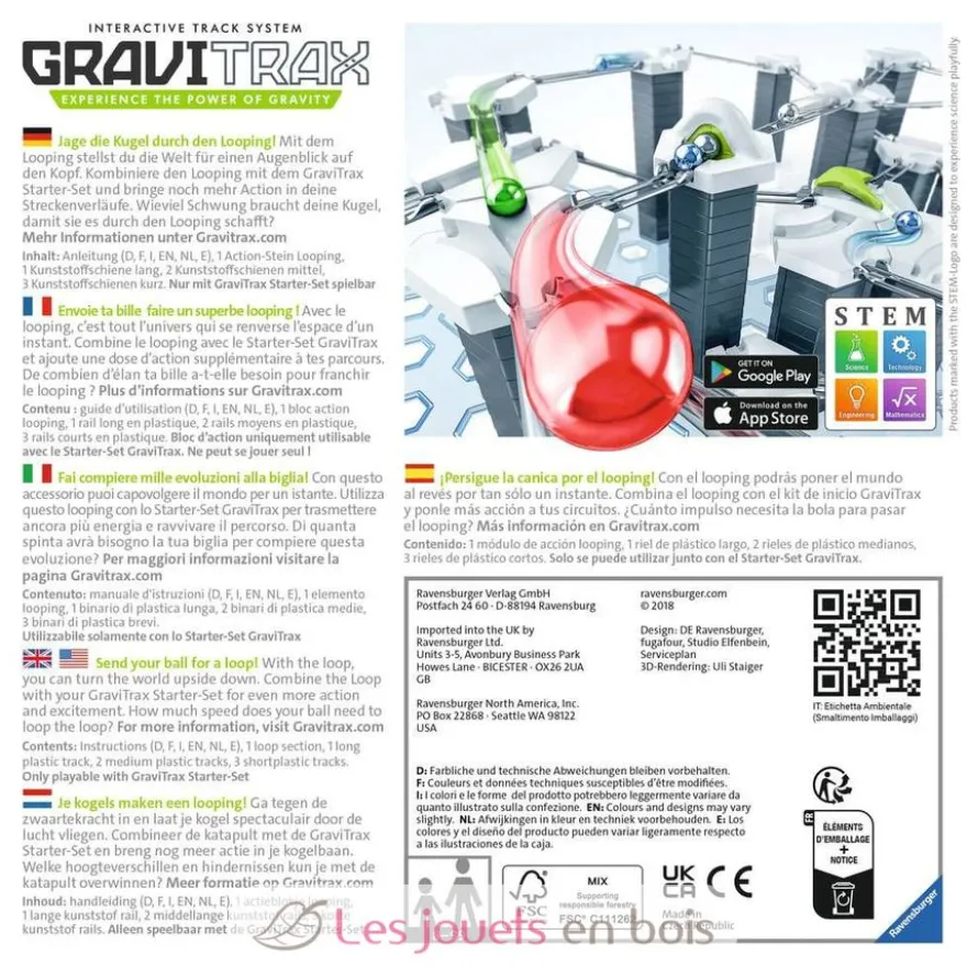 Gravitrax - Élément Looping blanc gris Ravensburger