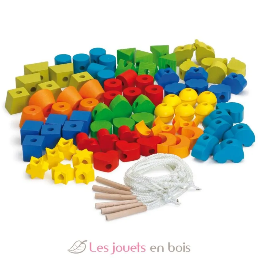 Grosses perles en bois à enfiler - Erzi