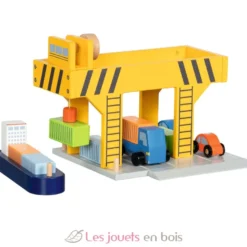 Grue portuaire en bois jaune - Goki