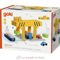 Grue portuaire en bois jaune - Goki