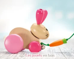 Hanna Hoppel lapin en bois massif à tirer - Selecta