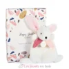 Happy Boho Mini Doudou Lapin rose 17 cm - Doudou et Compagnie
