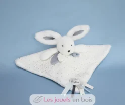 Happy Glossy Doudou Pompon Blanc - Doudou et Compagnie