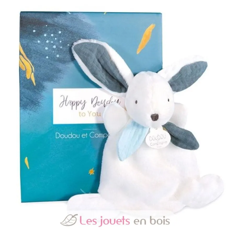 Happy Pop Mini Doudou Lapin bleu 17 cm - Doudou et Compagnie