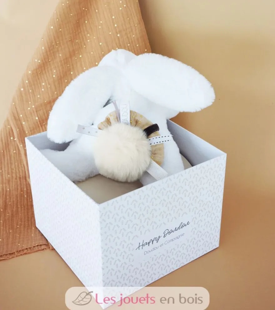 Happy Wild Lapin Pompon Naturel - Doudou et Compagnie