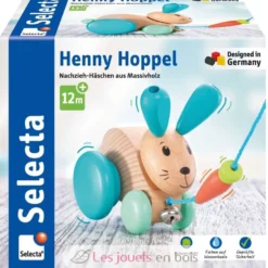 Henny Hoppel lapin en bois massif à tirer - Selecta