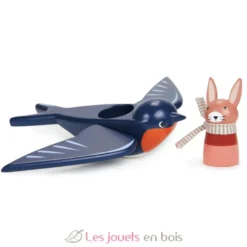 Hirondelle et son ami lapin en bois - Tender Leaf Toys