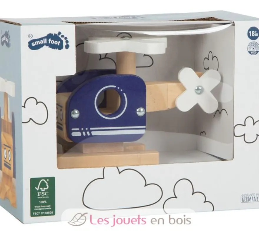 Hélicoptère en bois bleu - Small Foot Compagny