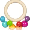 Hochet anneau en bois avec perles arc-en-ciel - Goki