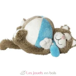 Hochet balle le chat Ciao 13cm beige bleu et marron - Happy Horse
