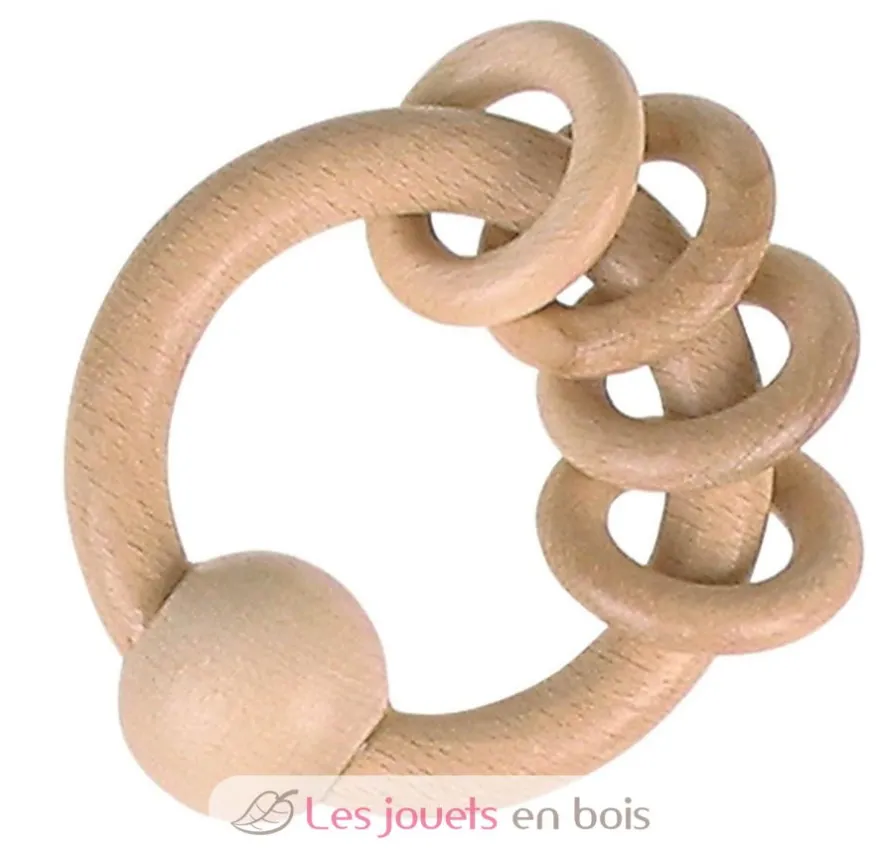 Hochet en bois avec 4 anneaux - Goki