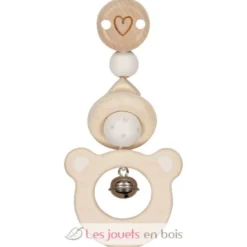 Hochet en bois avec clip Ours - Goki