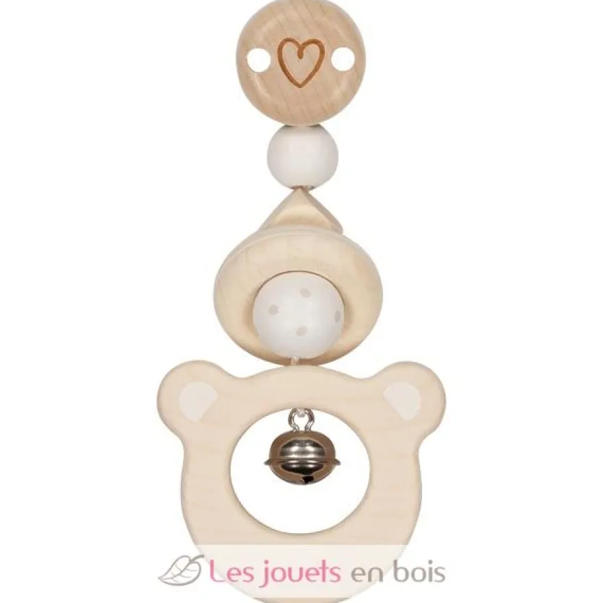 Hochet en bois avec clip Ours - Goki