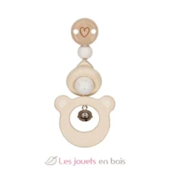 Hochet en bois avec clip Ours - Goki