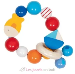 Hochet en bois bateau et poisson - Goki
