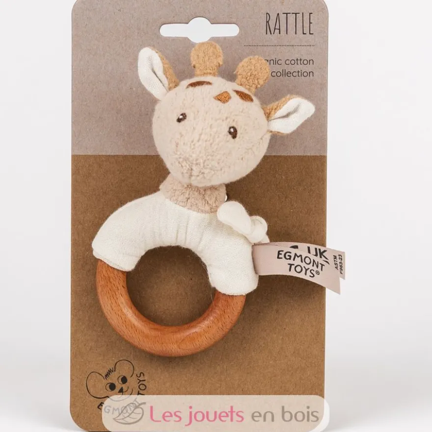 Hochet en bois et coton bio Léonie la girafe - Egmont Toys