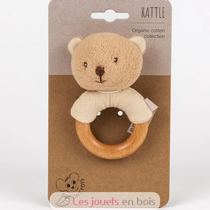 Hochet en bois et coton bio Marcel l'ours - Egmont Toys