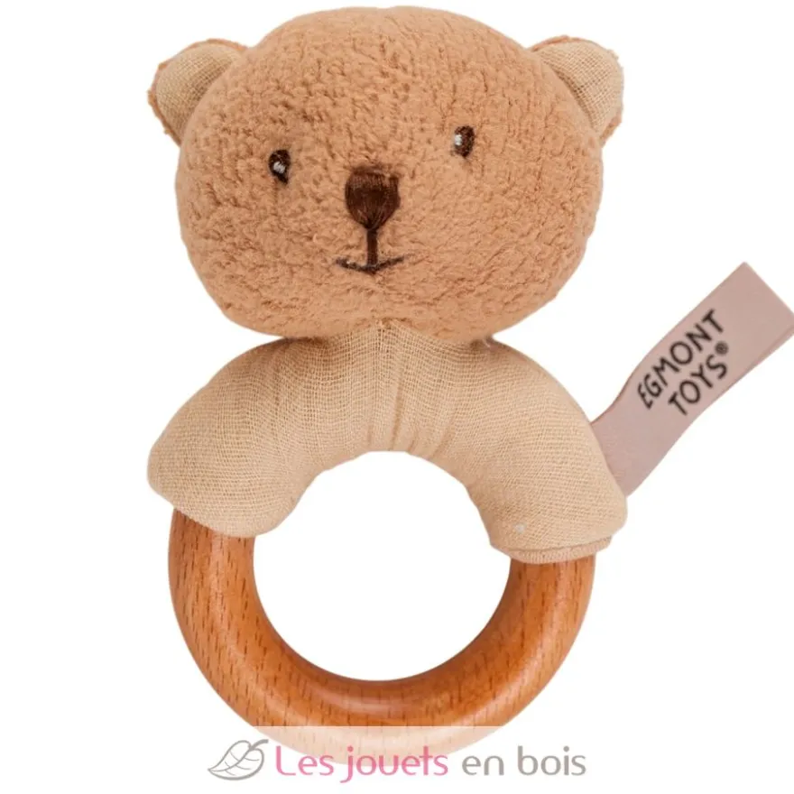 Hochet en bois et coton bio Marcel l'ours - Egmont Toys