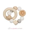 Hochet en bois et silicone étoile gris blanc - Goki