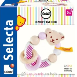 Hochet Ours Steiff rose - Selecta